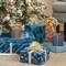 Reversible Christmas Wrapping Paper Bundle, Elegant Blue and Gold (4 Rolls: 150 Sq. Ft. Ttl.) Dark Blue, Gold, Teal Snowflakes, Peace, Stripes, Geometric